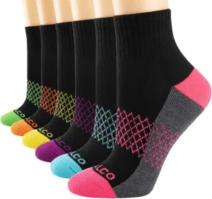 eallco Womens Athletic Ankle Socks Quarter Cushioned Running Socks Hiking Sport Socks 6 Pairs