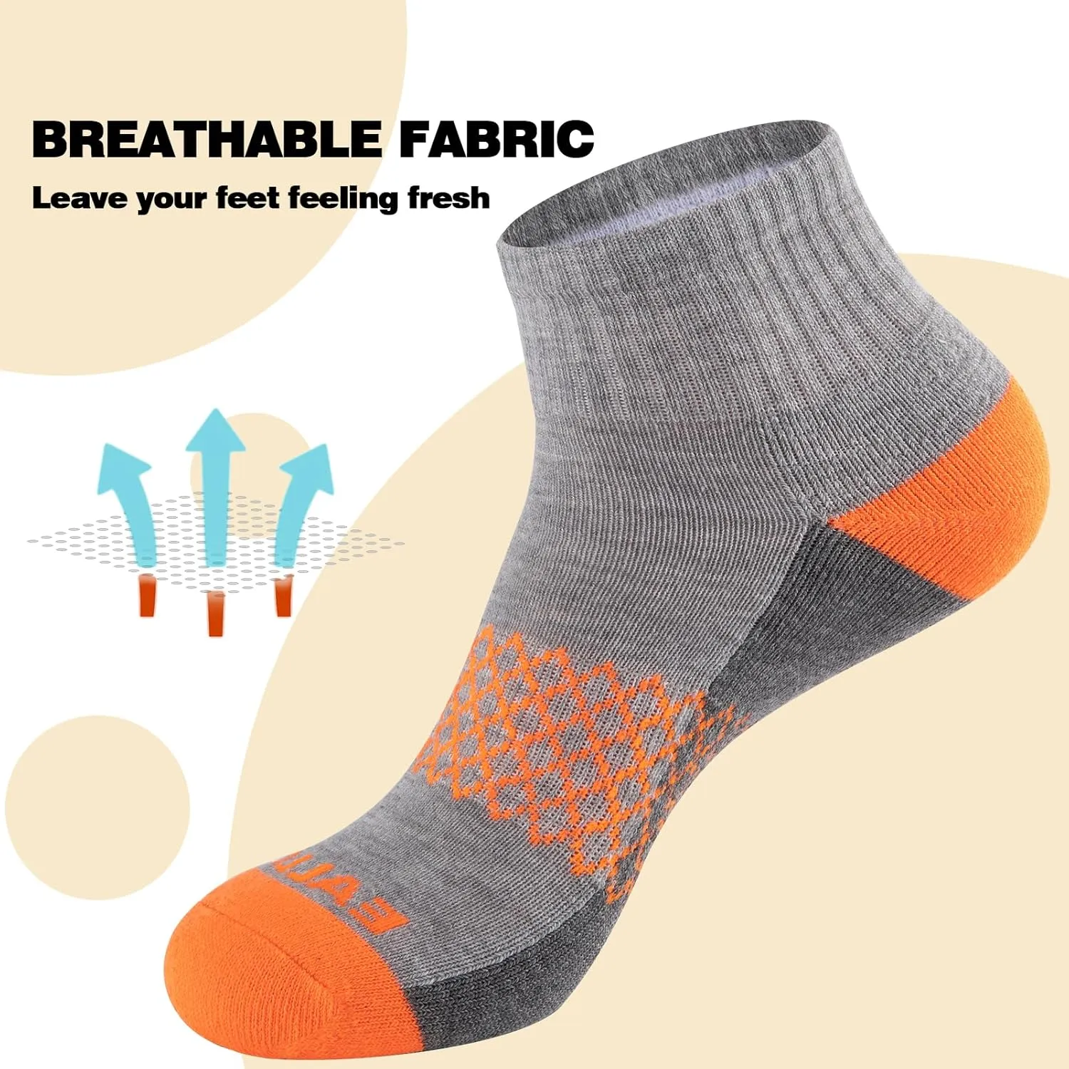 eallco Womens Athletic Ankle Socks Quarter Cushioned Running Socks Hiking Sport Socks 6 Pairs