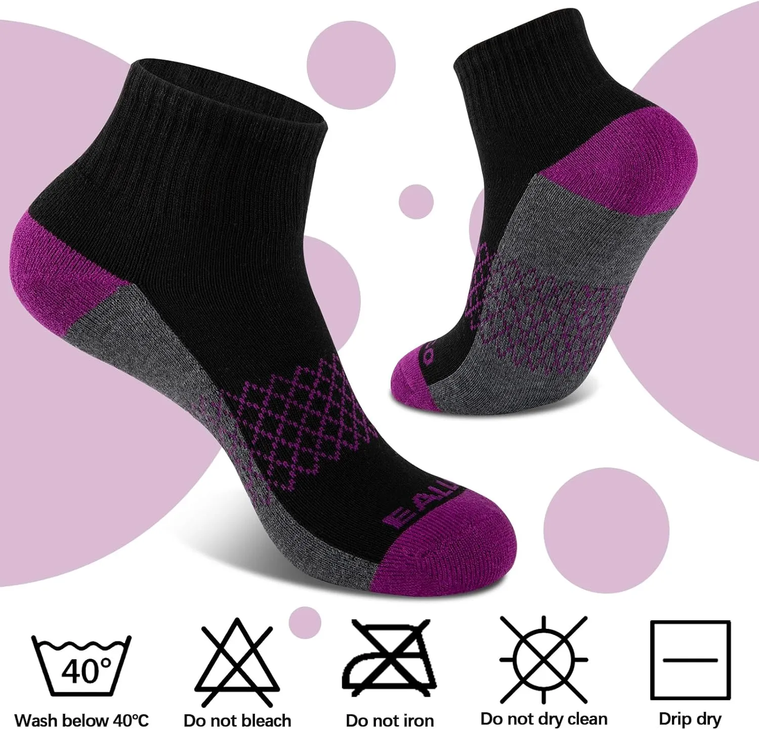 eallco Womens Athletic Ankle Socks Quarter Cushioned Running Socks Hiking Sport Socks 6 Pairs