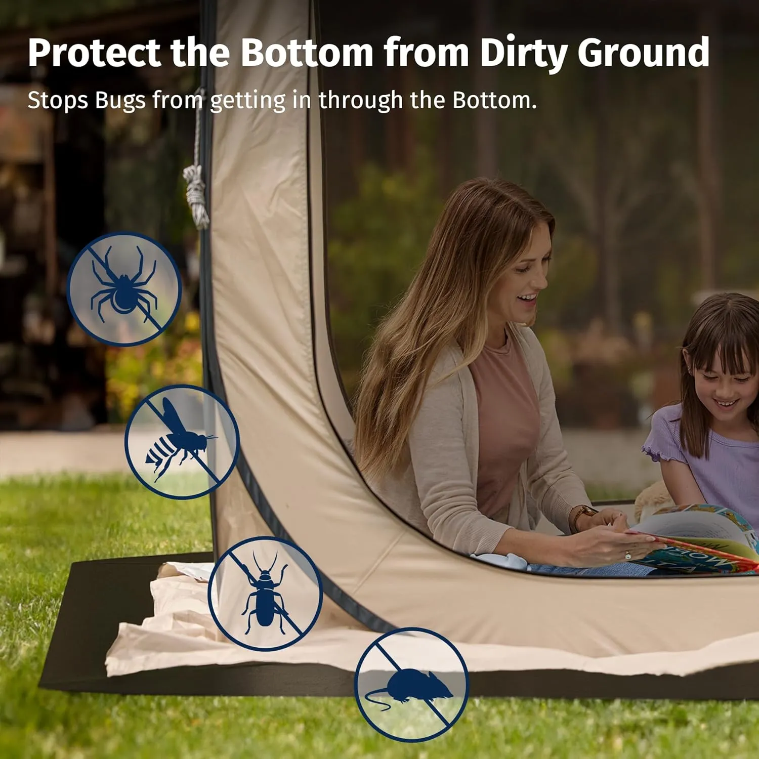 EAST OAK Waterproof Tarps for Outdoors as Tent Floor Mat for EAST OAK Screen House & Pop-Up Tent 10 x 10 FT, 11 Mils Thick, Multipurpose Protective Tarps, Tarp Waterproof, Sun Protection, 132" x 151"