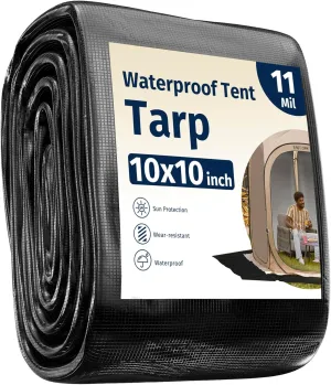 EAST OAK Waterproof Tarps for Outdoors as Tent Floor Mat for EAST OAK Screen House & Pop-Up Tent 10 x 10 FT, 11 Mils Thick, Multipurpose Protective Tarps, Tarp Waterproof, Sun Protection, 132" x 151"