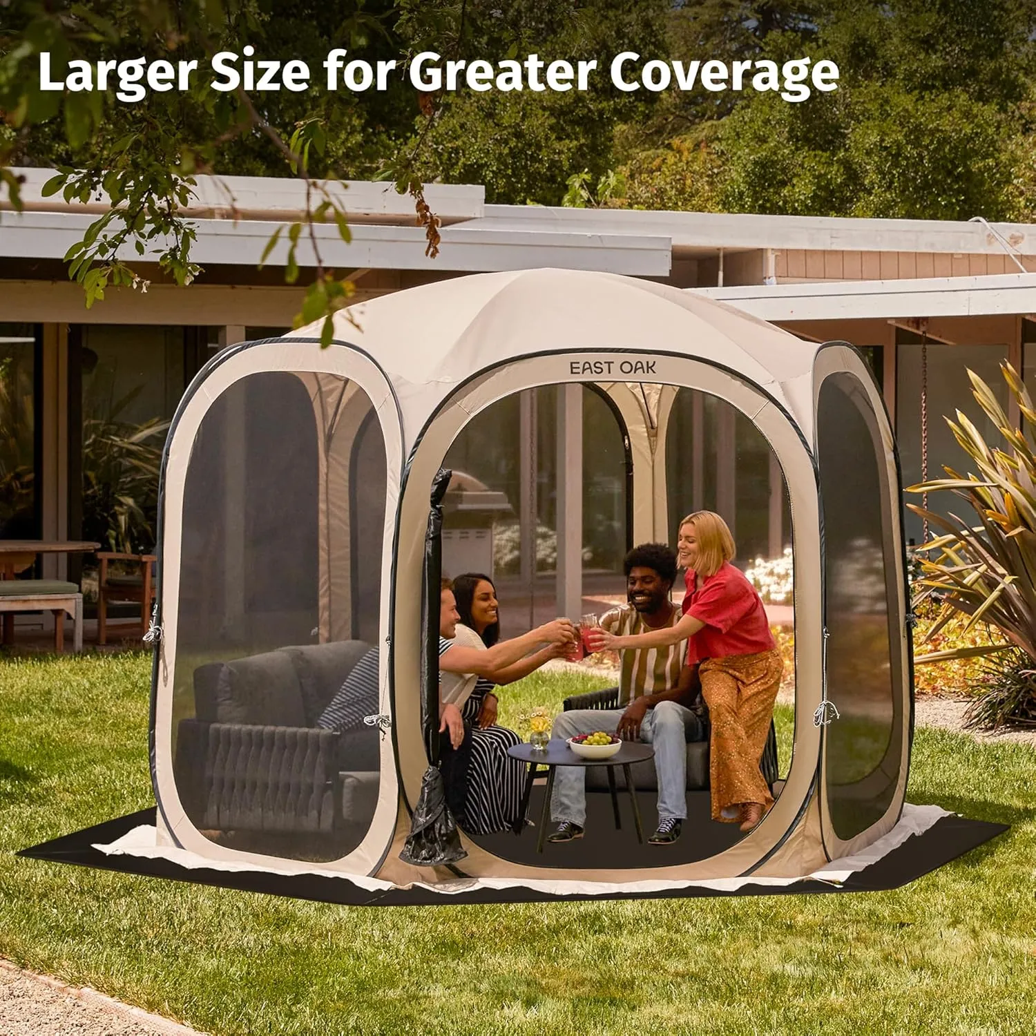 EAST OAK Waterproof Tarps for Outdoors as Tent Floor Mat for EAST OAK Screen House & Pop-Up Tent 10 x 10 FT, 11 Mils Thick, Multipurpose Protective Tarps, Tarp Waterproof, Sun Protection, 132" x 151"