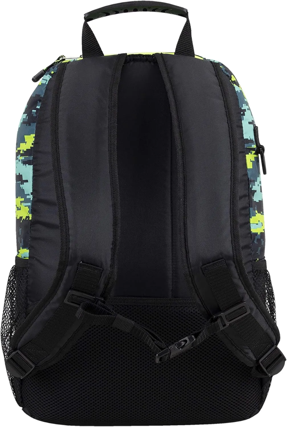 Eastsport Travel Skateboard Backpack Double Strap Laptop Bag Multi-Sport Design for Men and Women, Neon Yellow Blue Static Camo Black