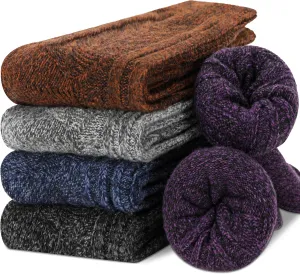 EBMORE 5 Pairs Merino Wool Socks for Women Thermal Warm Thick Winter Hiking Knit Cozy Crew Duty Work Soft Socks for Ladies