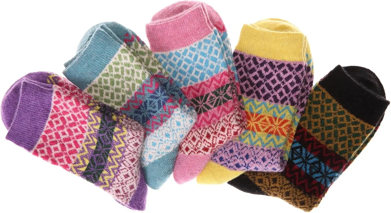 EBMORE 5 Pairs Womens Merino Wool Thermal Socks Winter Thick Warm Hiking Cozy Crew Comfy Boot Socks