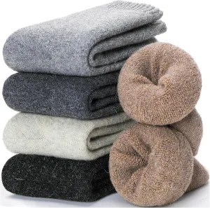 EBMORE 5 Pairs Womens Merino Wool Thermal Socks Winter Thick Warm Hiking Cozy Crew Comfy Boot Socks