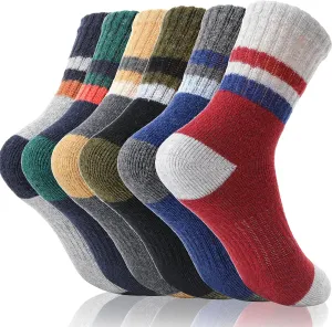 EBMORE Kids Merino Wool Hiking Socks Thermal Winter Warm Thick Boys Toddlers Girls Cushion Crew Socks 6 Pairs