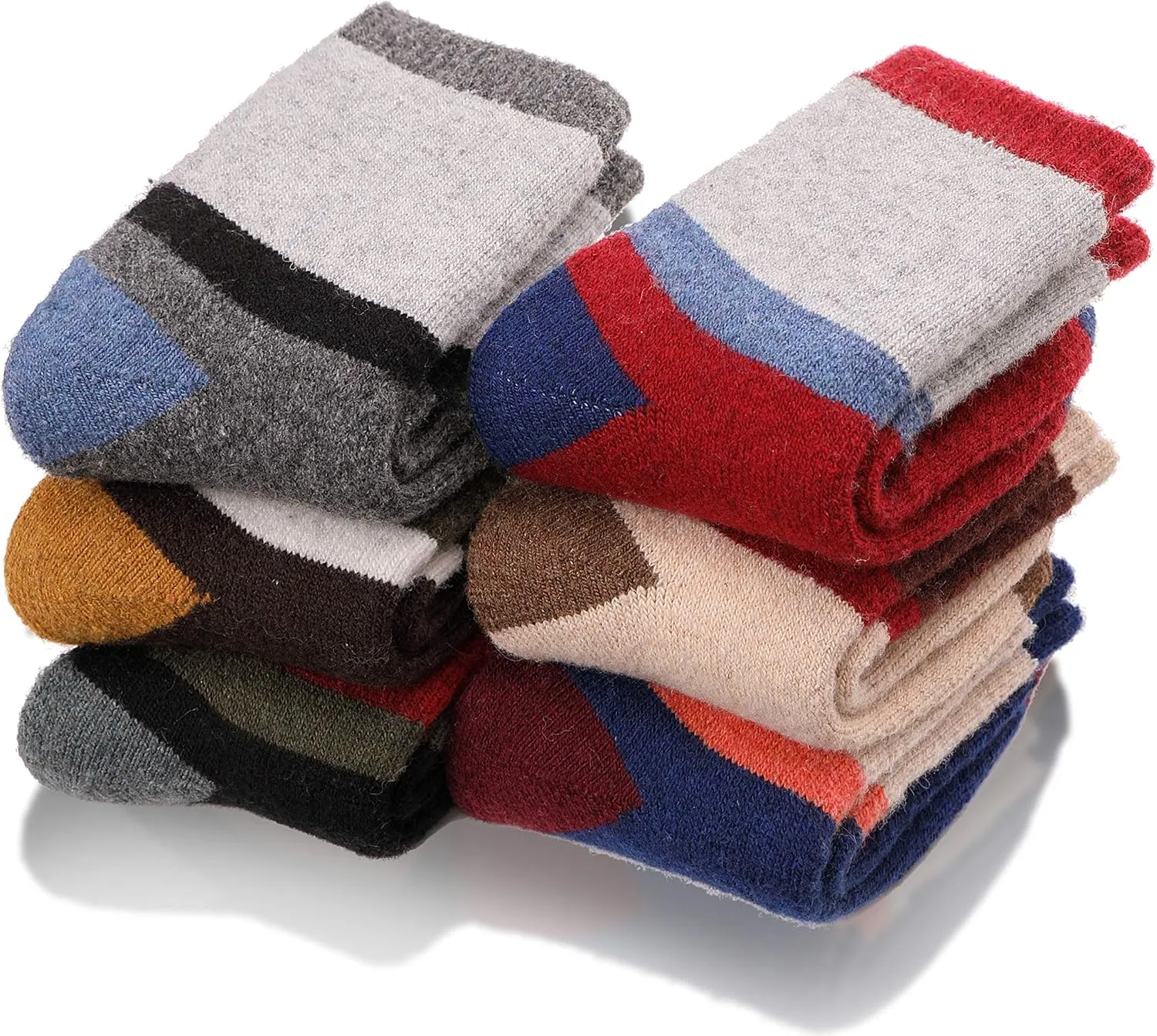 EBMORE Kids Merino Wool Socks for Toddlers Boys Girls Warm Thermal Winter Thick Hiking Heavy Cozy Crew Boot Socks 6 Pairs