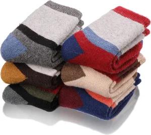 EBMORE Kids Merino Wool Socks for Toddlers Boys Girls Warm Thermal Winter Thick Hiking Heavy Cozy Crew Boot Socks 6 Pairs