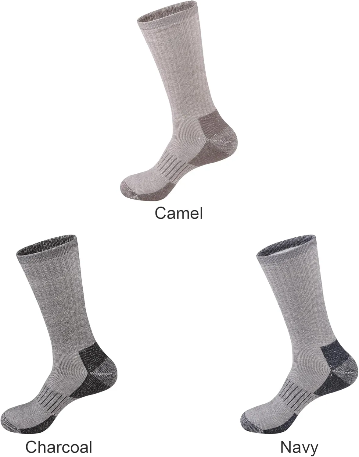 ECOEY Men's Merino Wool Cushioned Hiking Trekking Crew Socks 4 Pairs, Middle Calf Length with Moisture Wicking
