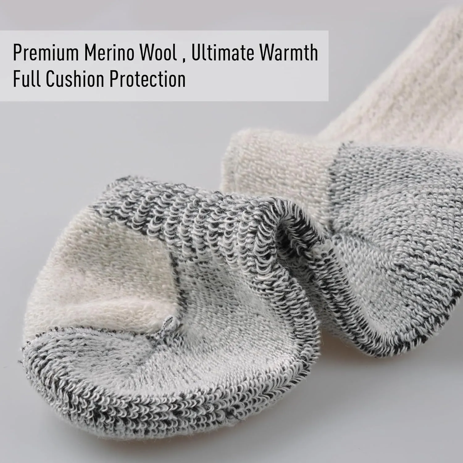ECOEY Men's Merino Wool Cushioned Hiking Trekking Crew Socks 4 Pairs, Middle Calf Length with Moisture Wicking