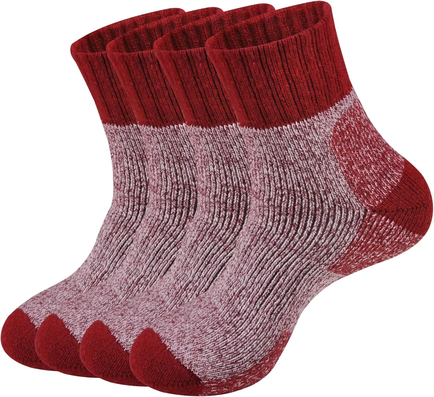 ECOEY Men's Merino Wool Cushioned Hiking Trekking Socks 4 Pairs, Quarter Length with Moisture Wicking