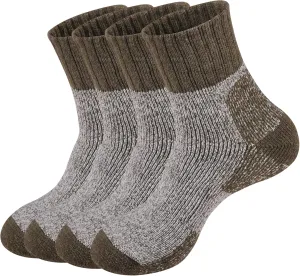 ECOEY Men's Merino Wool Cushioned Hiking Trekking Socks 4 Pairs, Quarter Length with Moisture Wicking