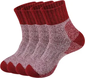 ECOEY Men's Merino Wool Cushioned Hiking Trekking Socks 4 Pairs, Quarter Length with Moisture Wicking