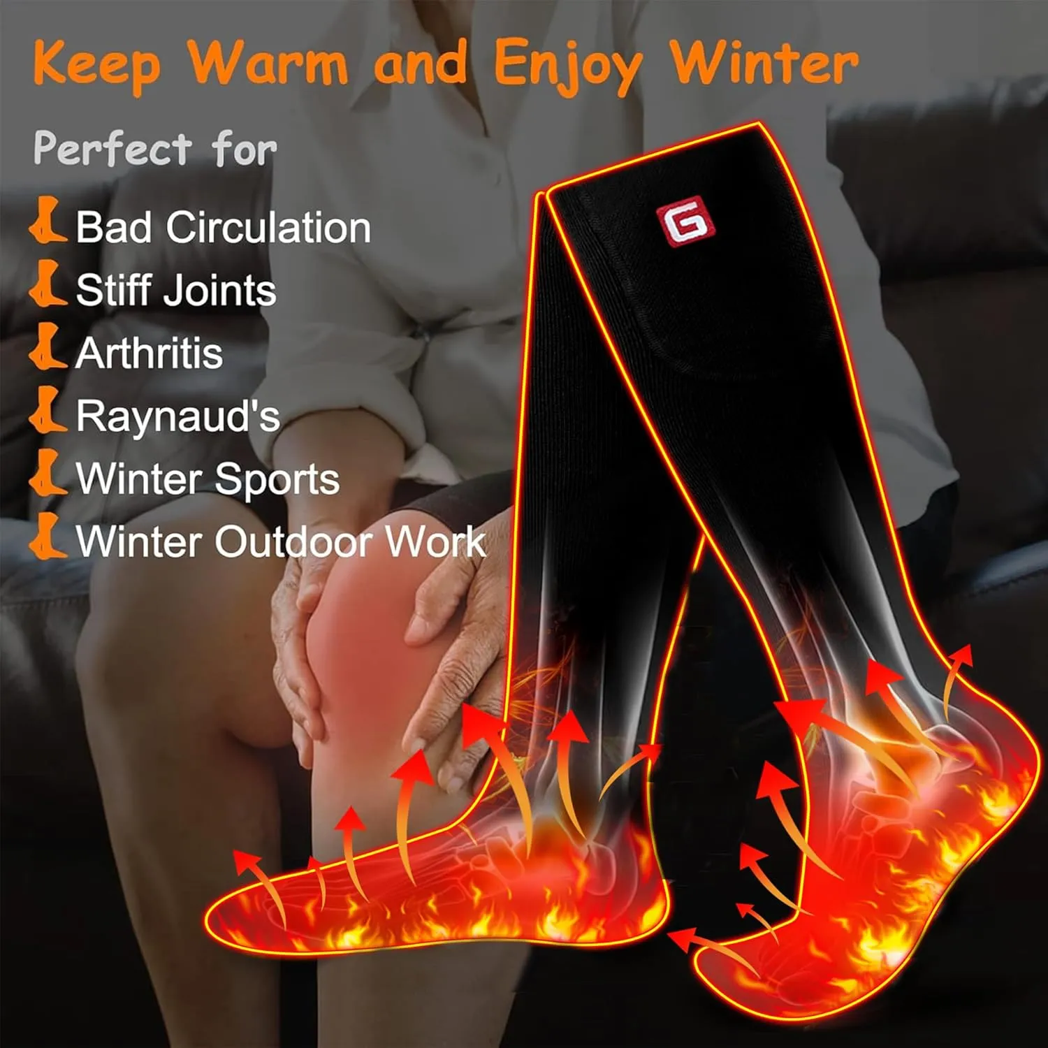 Electric Heated Socks Rechargebale Battery Powered Heating Socks for Men Women,Winter Thermal Insulated Thick Sox Kit for Chronically Cold Feet,Novelty Sports Hunting Hiking Skiing Foot Warmer Socks