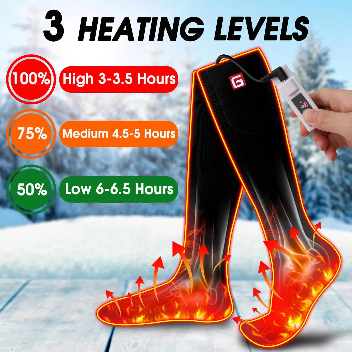 Electric Heated Socks Rechargebale Battery Powered Heating Socks for Men Women,Winter Thermal Insulated Thick Sox Kit for Chronically Cold Feet,Novelty Sports Hunting Hiking Skiing Foot Warmer Socks