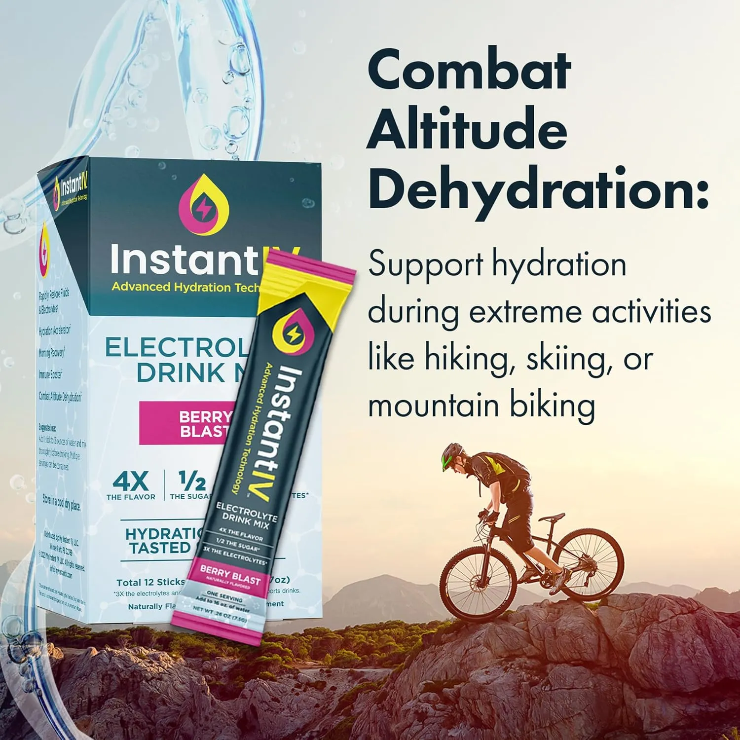 Electrolytes Powder - 3X Electrolytes,1/2 Sugar with Vitamin C, B3, B6, Electrolytes Powder Packets for Hydration, Recovery & Immunity, Vegan & Gluten Free | Berry Blast - 12 Packets