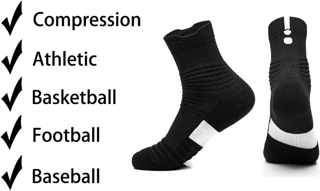 Elite Basketball Socks Compression Cushion Thick Cycling Socks Athletic Crew Socks for Men Women Boys