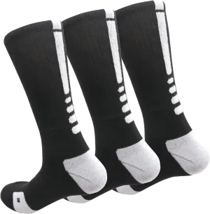 Elite Basketball Socks Cushioned Athletic Crew Socks Thick Compression Sports Socks for Men & Women