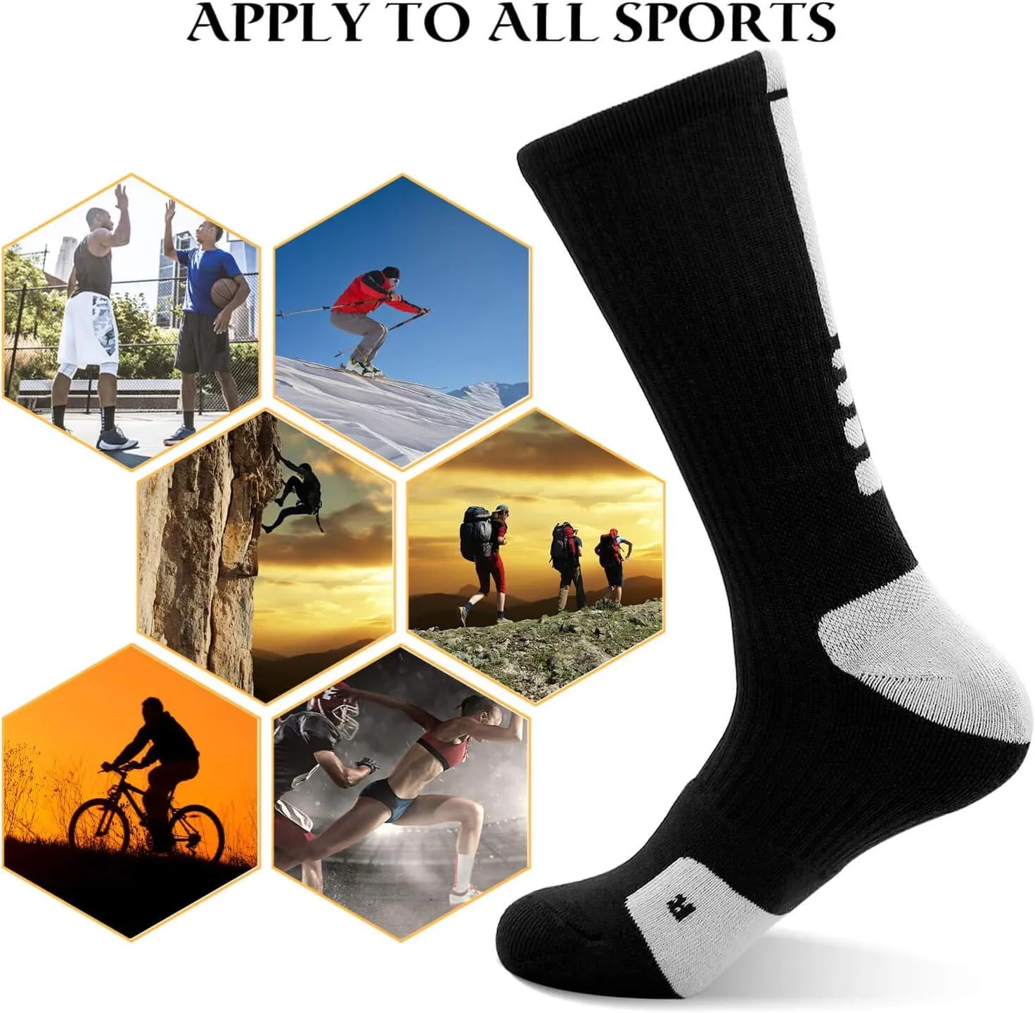 Elite Basketball Socks Cushioned Athletic Crew Socks Thick Compression Sports Socks for Men & Women