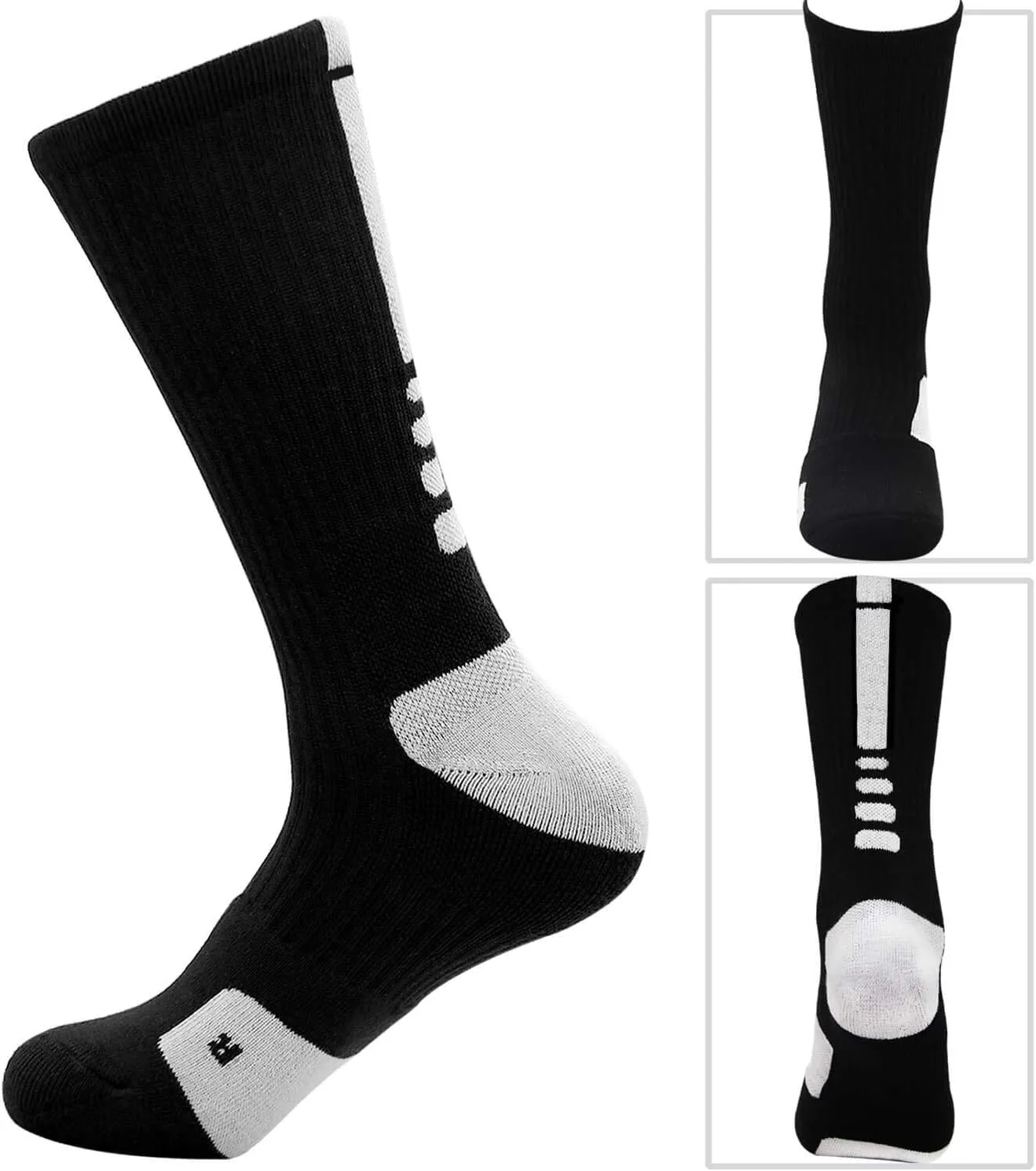 Elite Basketball Socks Cushioned Athletic Crew Socks Thick Compression Sports Socks for Men & Women
