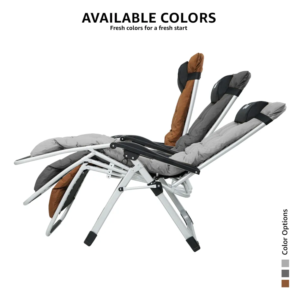 Equal Mild Steel Zero Gravity Reclining Lounge and Folding Recliner Chair (Grey)