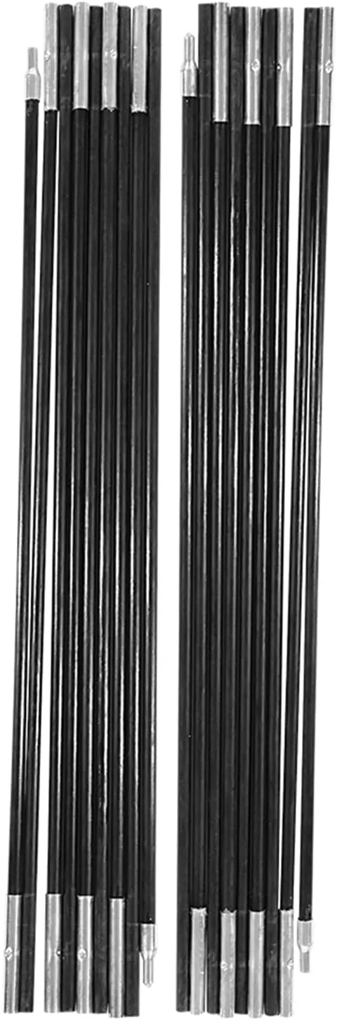 Estink Tent Poles Replacement, 4.9M Fiberglass Camping Tent Pole Bars Multi Sections Foldable Tent Pole Outdoor Support Rods Awning Frames Kit for 7-8 Person Camping Tent