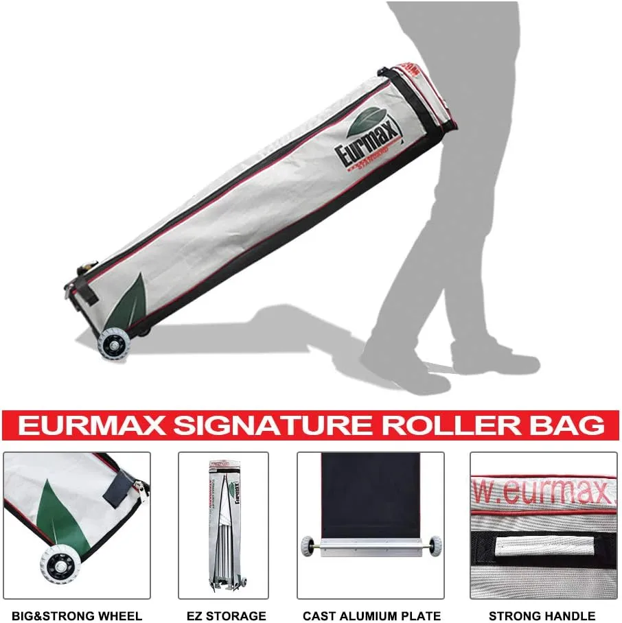 Eurmax USA 10'x20' Pop Up Canopy Tent Commercial Instant Canopies with Heavy Duty Roller Bag,Bonus 6 Sand Weights Bags (Khaki)