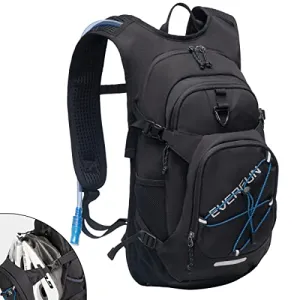 EVERFUN Hydration Backpack with Free 2L Water Bladder BPA Free Lightweight Insulation Hiking Pack Tactical Backpack Women Men Hydration Day Rucksack for Cycling, Climbing, Camping, Hiking, Black