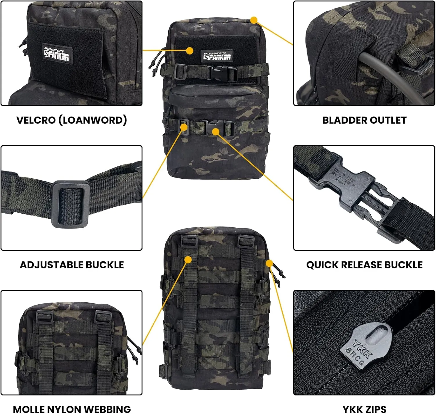 EXCELLENT ELITE SPANKER Tactical MOLLE Hydration Backpack Water Bladder Carrier Pack for Tactical Vest Backpack Plate Carrier