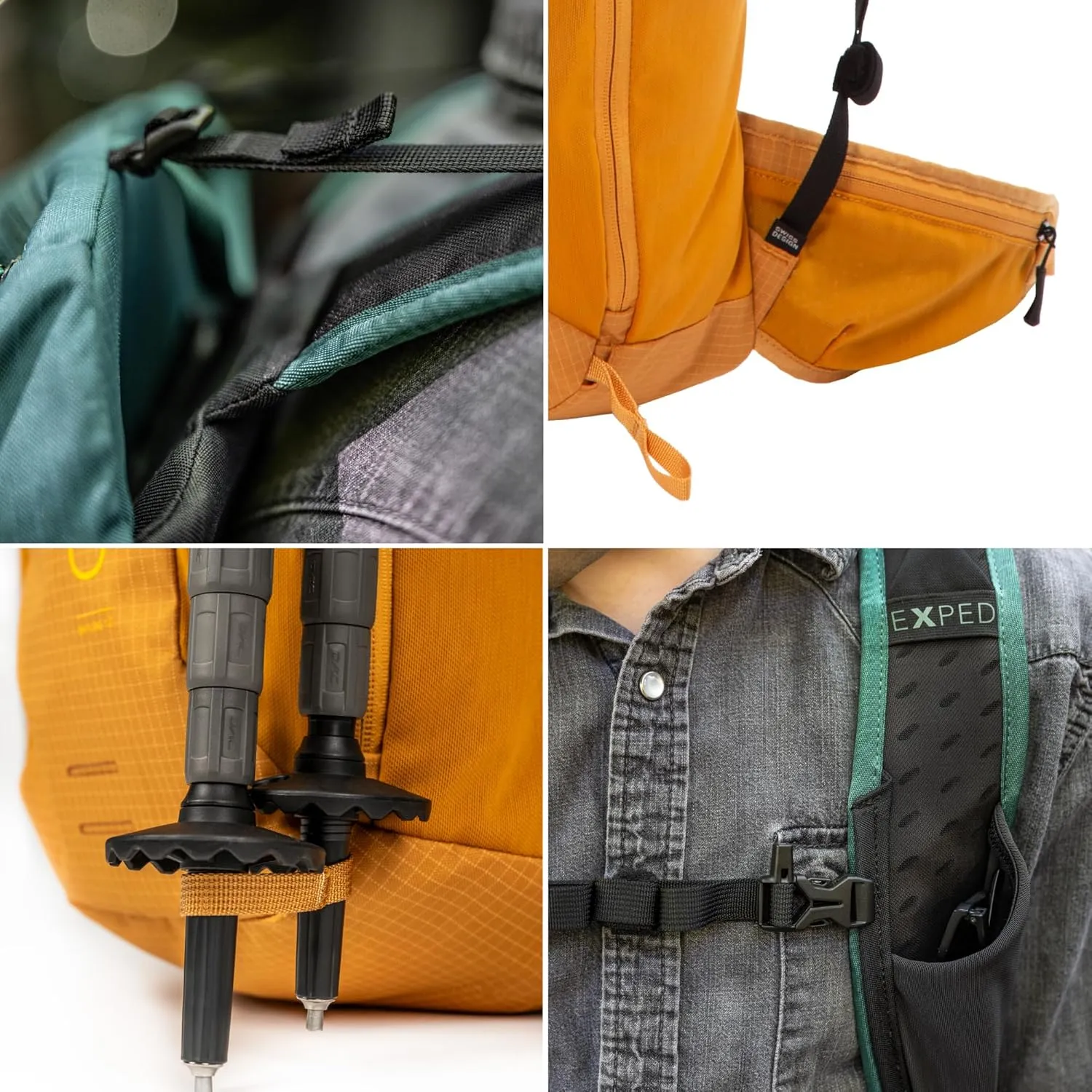 Exped Skyline 20 Liter Backpack - Lightweight Daypack Used for Hiking, Day Trips, and Travel, Hip Belt, Rain Cover, Storage and Bladder Compartment, Short/Medium, Gold