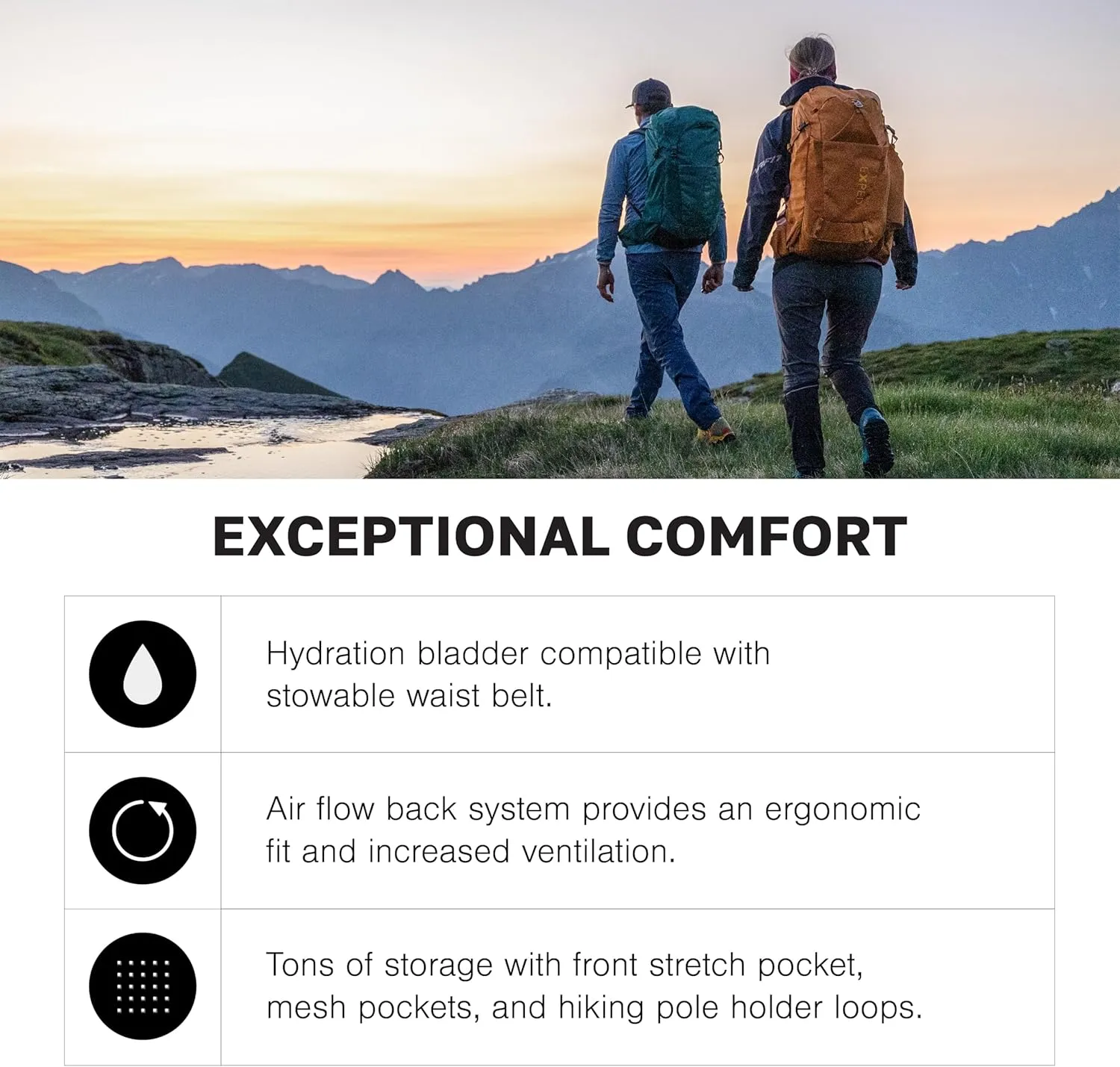 Exped Skyline 20 Liter Backpack - Lightweight Daypack Used for Hiking, Day Trips, and Travel, Hip Belt, Rain Cover, Storage and Bladder Compartment, Short/Medium, Gold
