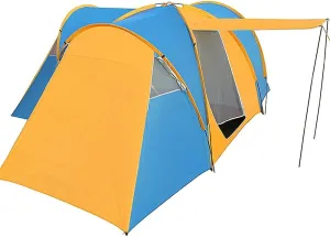 Family Camping Tent Oversized Portable Tunnel Tent for 6-9 Person with 3 Sleeping Rooms and Sun Canopy Porch Waterproof Dome Tent