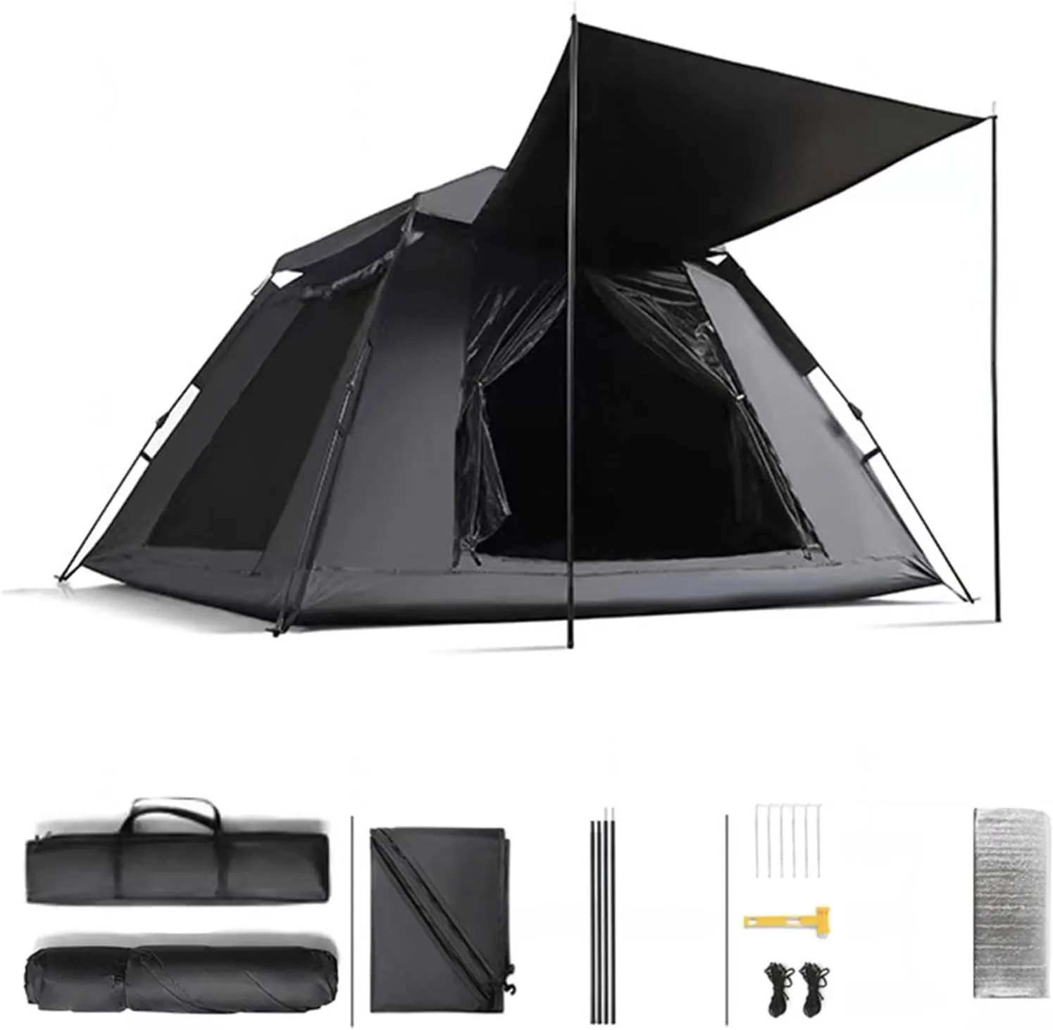 Family Tent Sun Protection,Insect Protection Family Tent Stable Sturdy Quick Pitch Tent for Camping,Hiking,Mountaineering 4 People