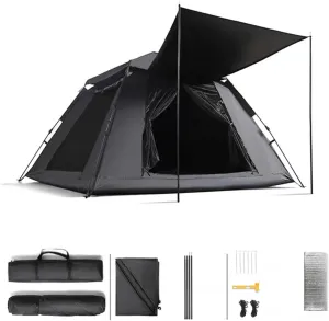 Family Tent Sun Protection,Insect Protection Family Tent Stable Sturdy Quick Pitch Tent for Camping,Hiking,Mountaineering 4 People