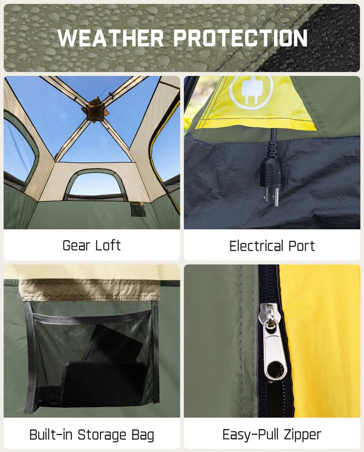 FanttikOutdoor Camping Tent 4/6/8/10 Person Instant Cabin Tent Setup in 60 Seconds with Rainfly & Windproof Portable with Carry Bag for Family Camping & Hiking, Upgraded Ventilation