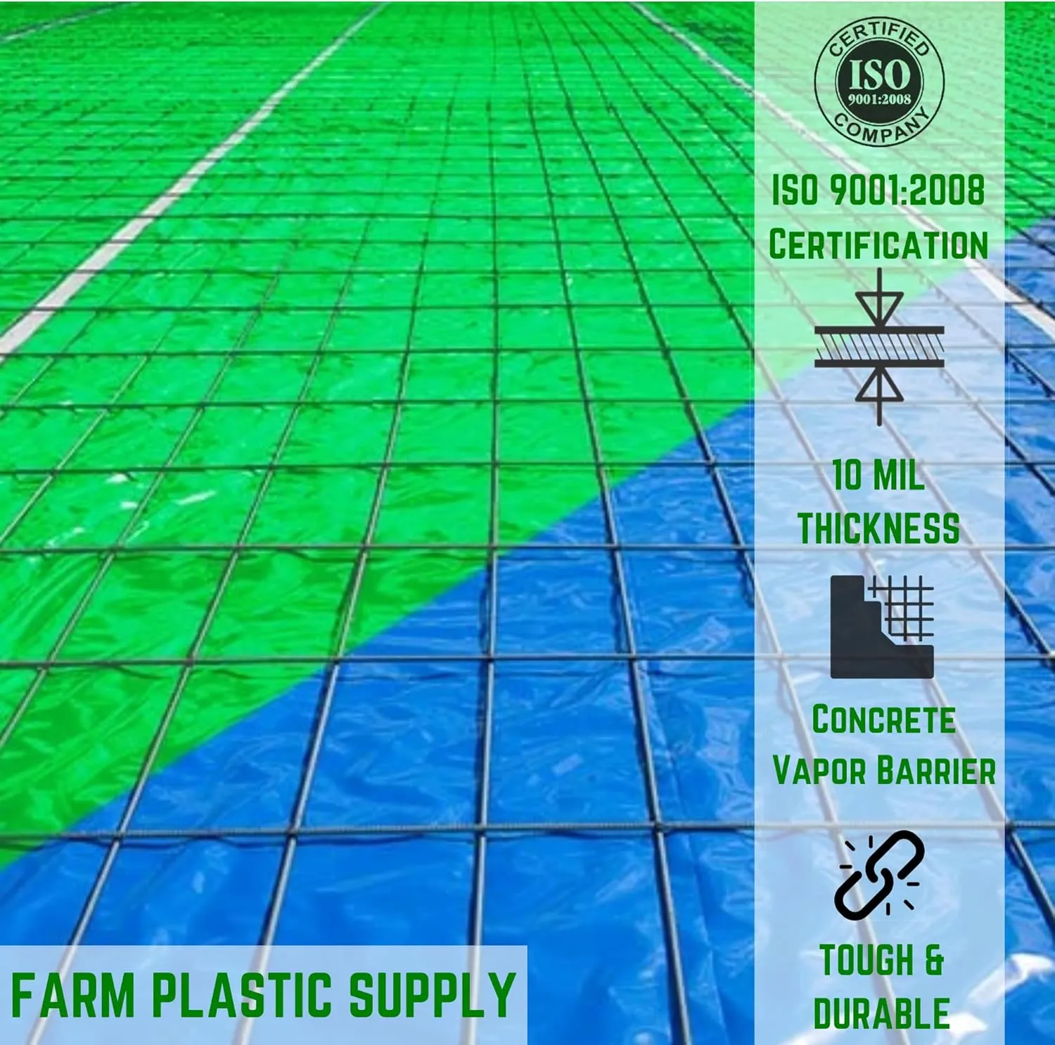 Farm Plastic Supply - Concrete Vapor Barrier - 10 mil - (14' x 105') - Heavy Duty Polyolefin Tarp, Vapor Barrier Plastic Sheeting, Painters Tarp, Roll