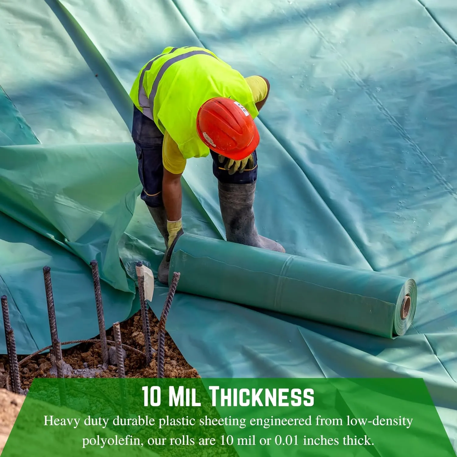 Farm Plastic Supply - Concrete Vapor Barrier - 10 mil - (14' x 105') - Heavy Duty Polyolefin Tarp, Vapor Barrier Plastic Sheeting, Painters Tarp, Roll