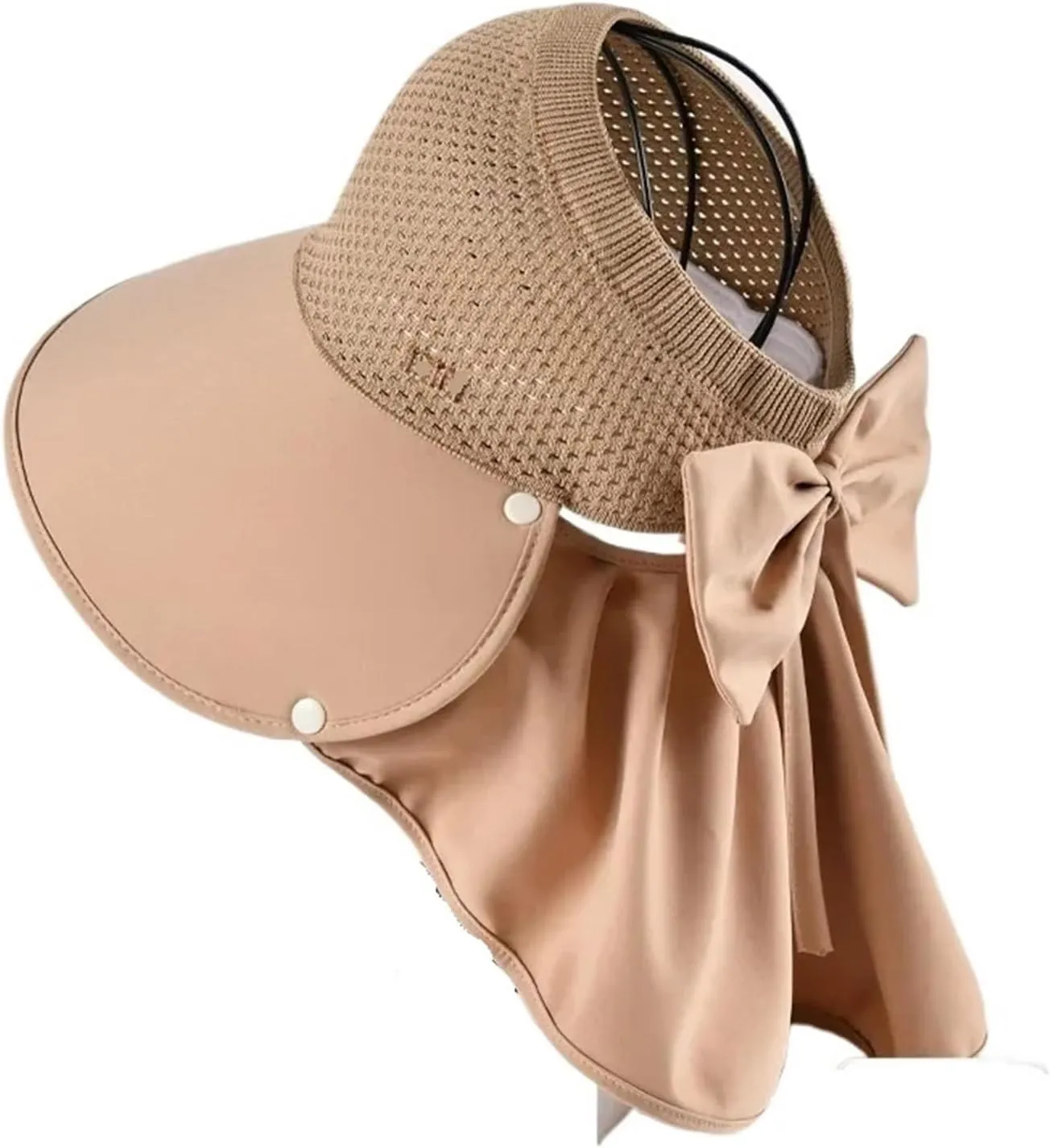 Fashion Wide Brim Cap Hat Shawl Sunblock Women Summer Outdoor UV-Proof Empty Wide Brim Visor Sun
