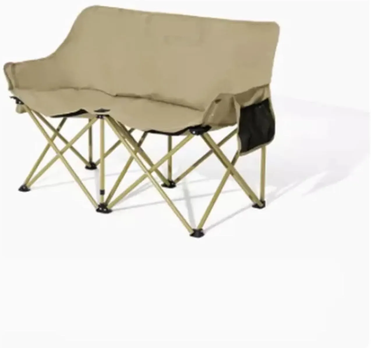 Fasion Double Moon Chair Outdoor Folding Chair Portable Backrest Fishing Stool Nature Hike Reclining Chair Camping Light(Fine Sand Yellow)