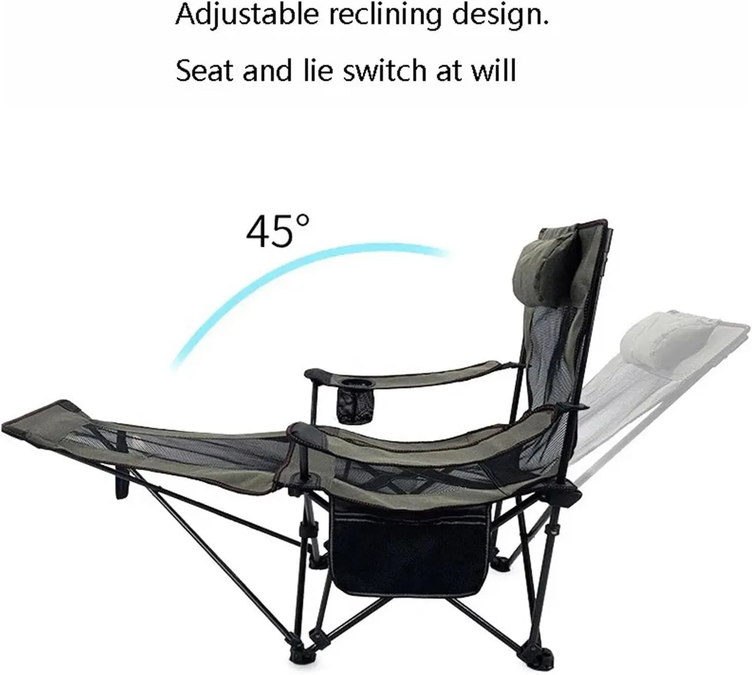 Fasion Sitting and Reclining Chairs, Outdoor Folding Reclining Chairs, Portable Fishing Chairs, Camping Lounge Beach Chairs Light(02)