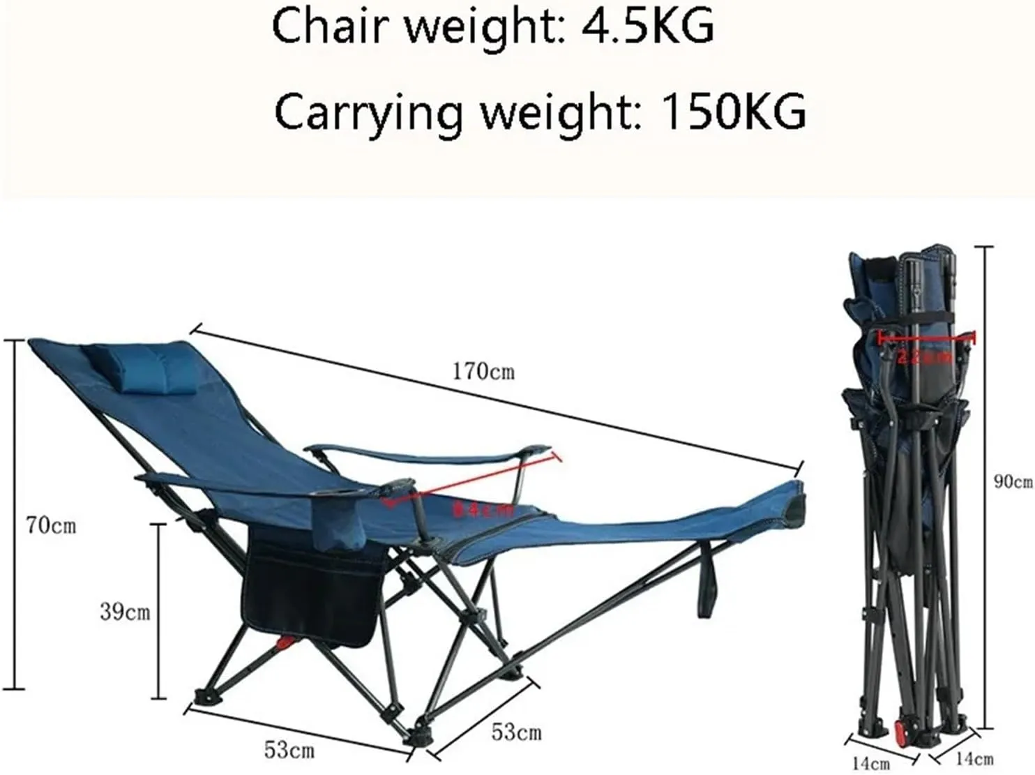 Fasion Sitting and Reclining Chairs, Outdoor Folding Reclining Chairs, Portable Fishing Chairs, Camping Lounge Beach Chairs Light(02)