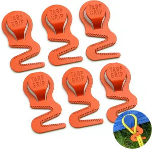 Fasteners Heavy Duty Tarp Grip Tent Pool Cover with 6Pcs Set for Car/Truck Cover Camping Tent Swimming Pool Canvas Covers Orange