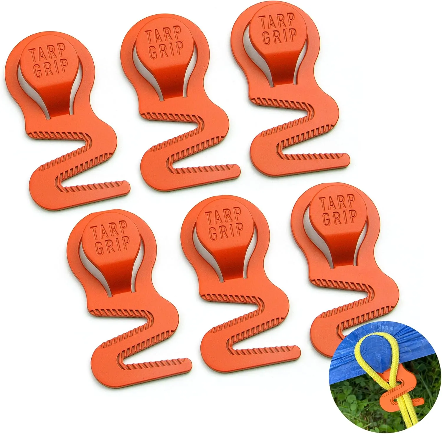 Fasteners Heavy Duty Tarp Grip Tent Pool Cover with 6Pcs Set for Car/Truck Cover Camping Tent Swimming Pool Canvas Covers Orange