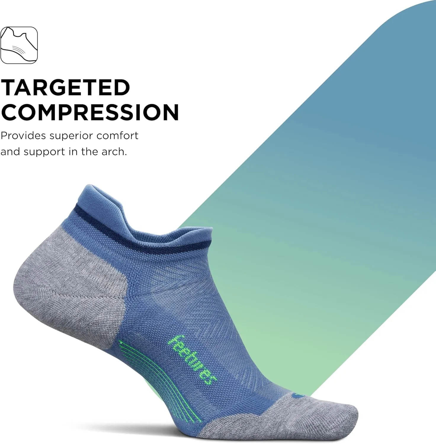 Feetures Elite Max Cushion No Show Tab Ankle Socks - Sport Sock with Targeted Compression