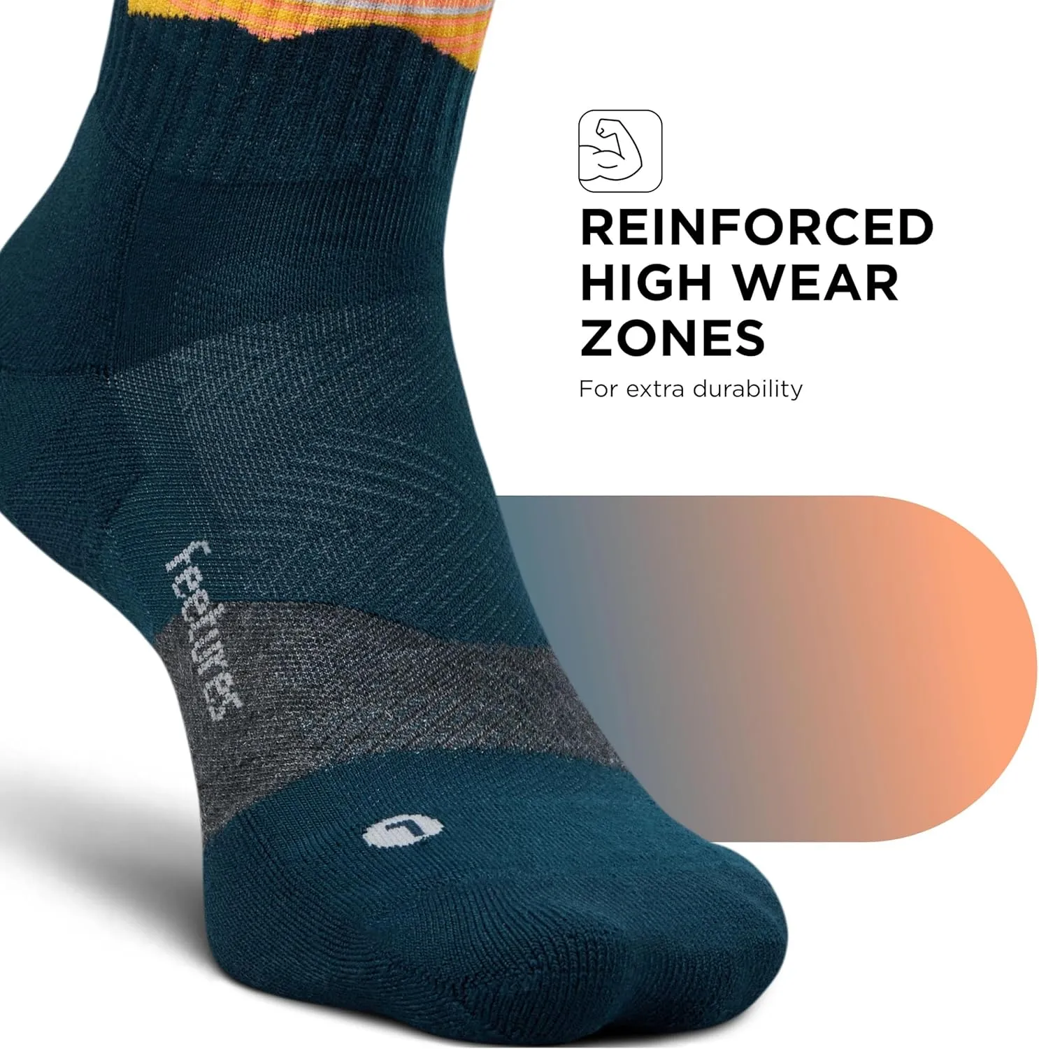 Feetures Trail Max Cushion Mini Quarter Sock - Hiking Socks for Men & Women - (1 Pair)