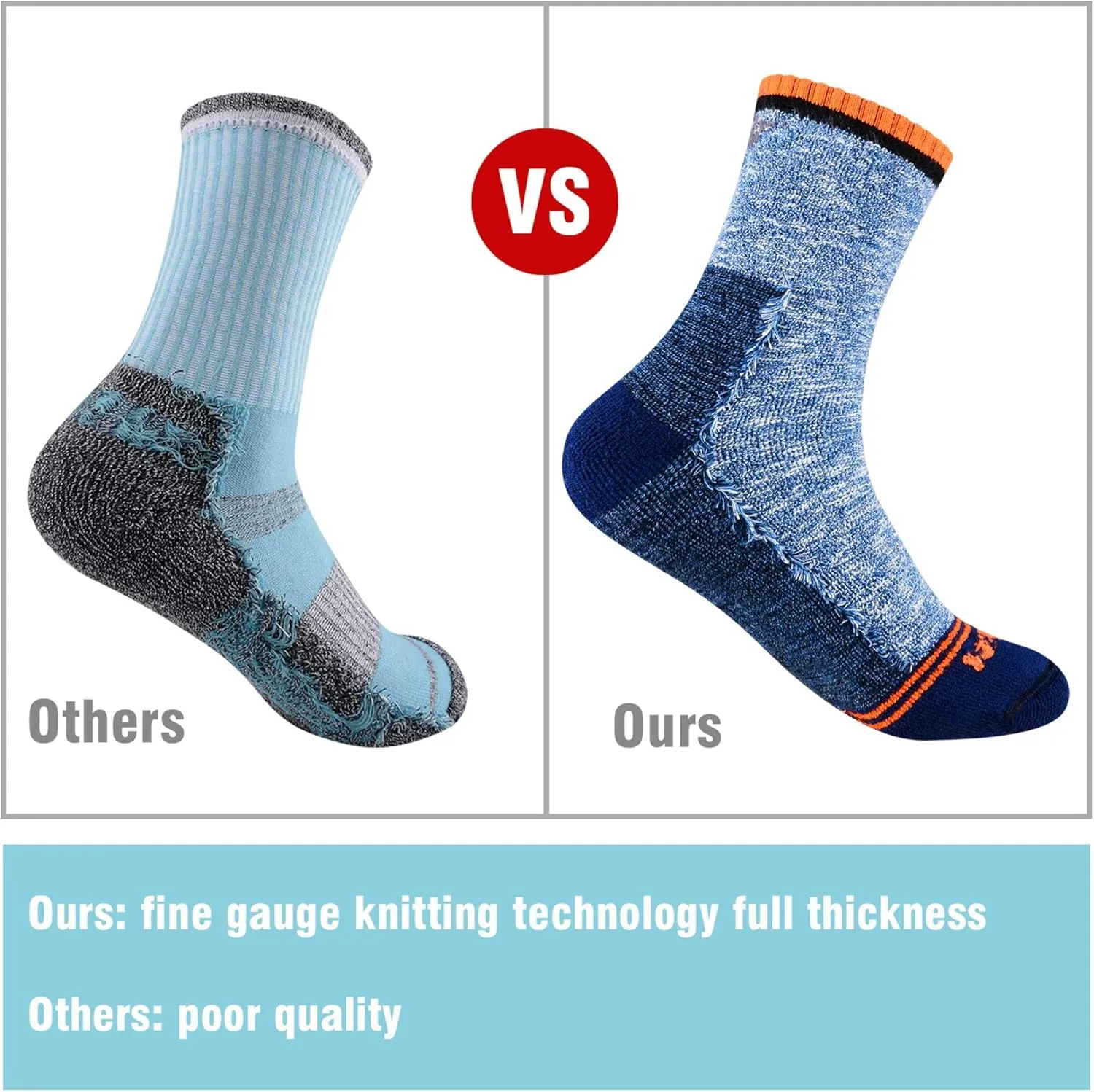 FEIDEER Men's Hiking Walking Socks, Multi-Pack Wicking Cushioned Outdoor Recreation Hiking Socks