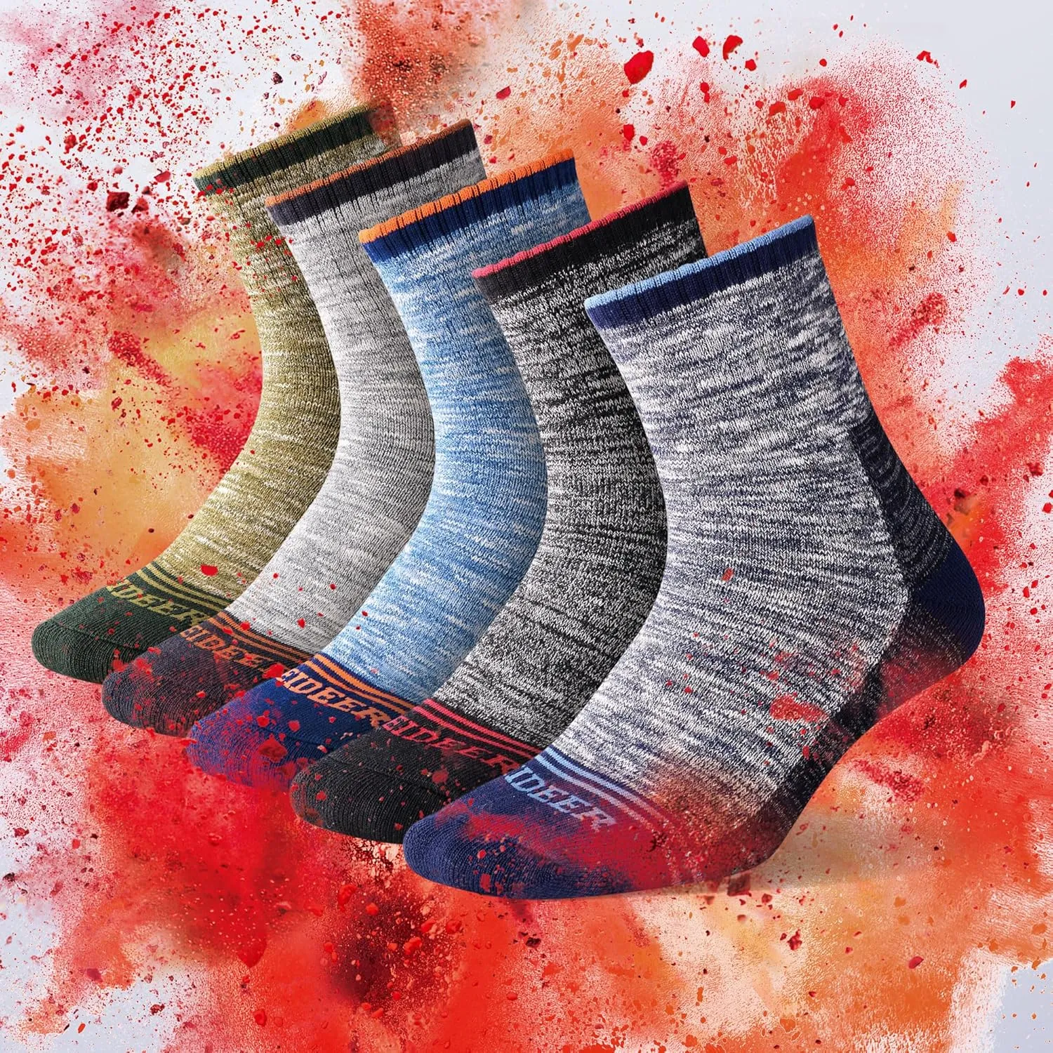 FEIDEER Men's Hiking Walking Socks, Multi-Pack Wicking Cushioned Outdoor Recreation Hiking Socks
