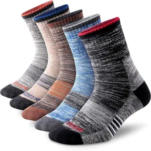 FEIDEER Men's Hiking Walking Socks, Multi-pack Wicking Cushioned Outdoor Recreation Quarter Crew Socks