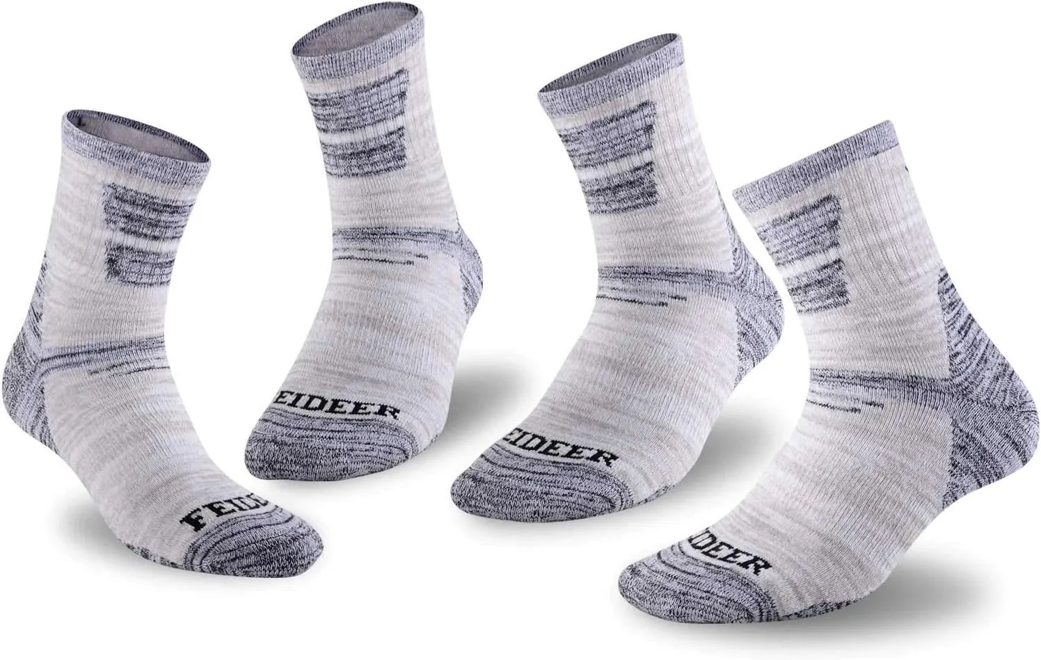 FEIDEER Men's Hiking Walking Socks, Multi-pack Wicking Cushioned Outdoor Recreation Quarter Crew Socks